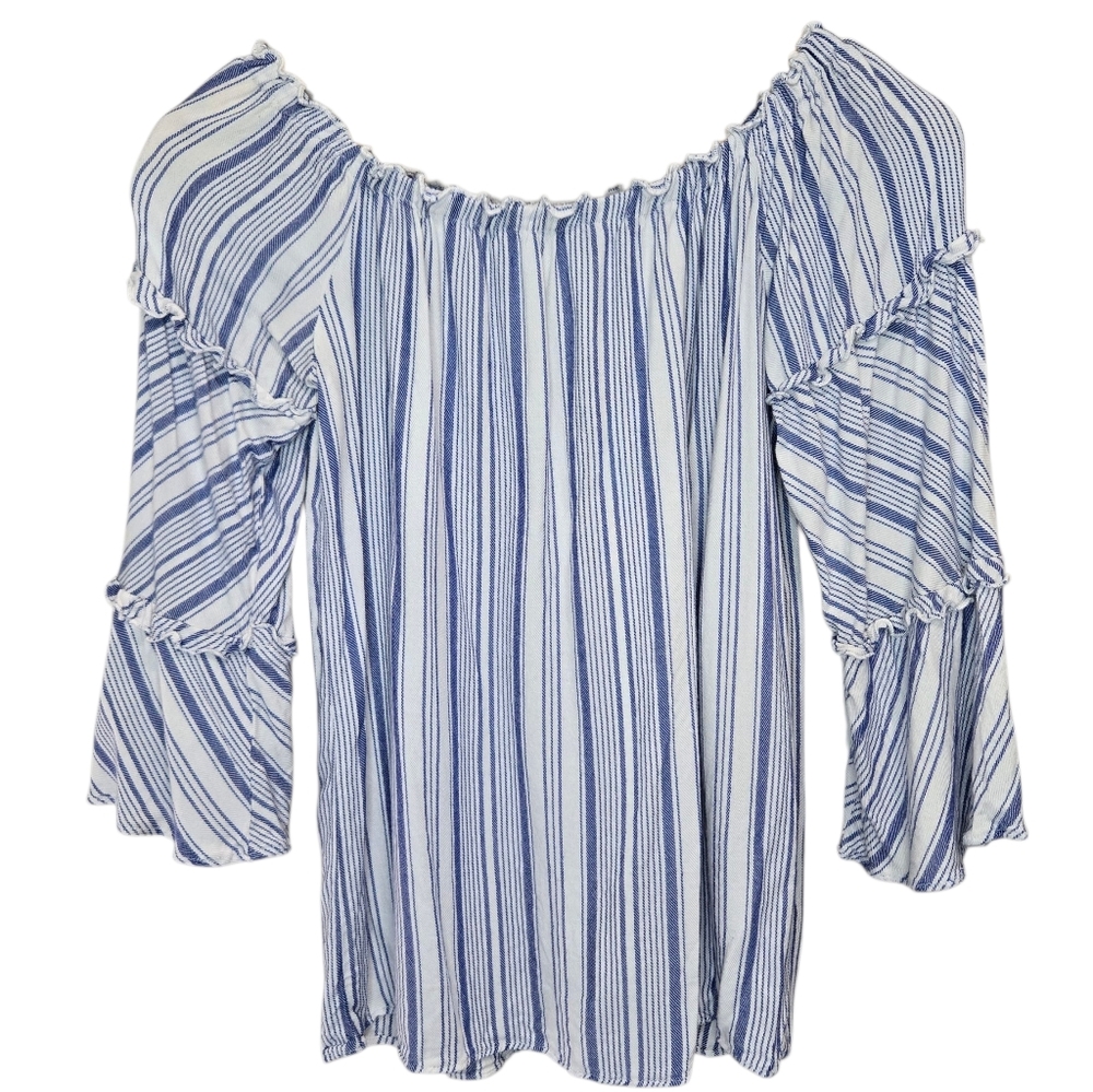 Anthropologie DREW Blue and White Striped Blouse